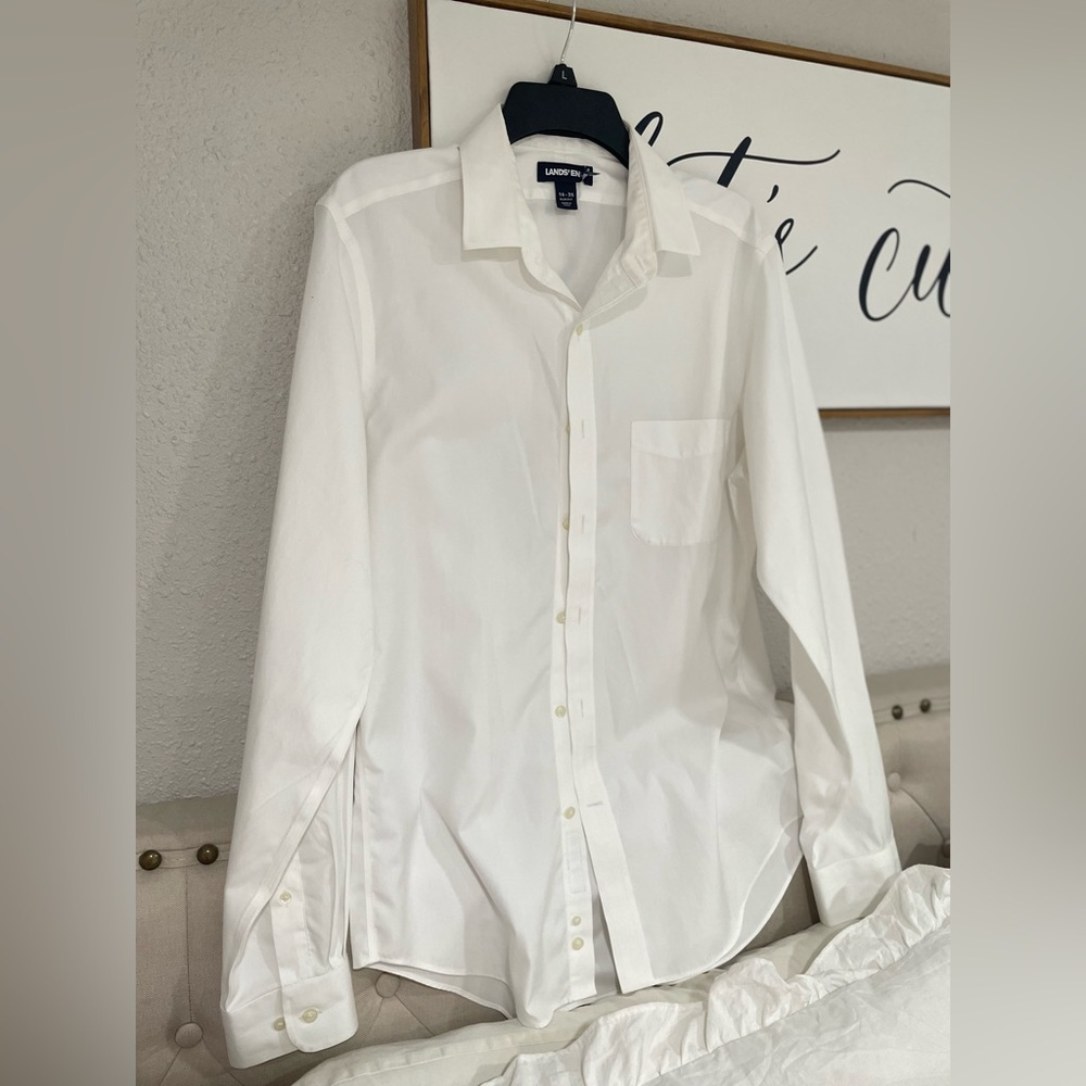 Lands' End Men's Classic White Dress Shirt